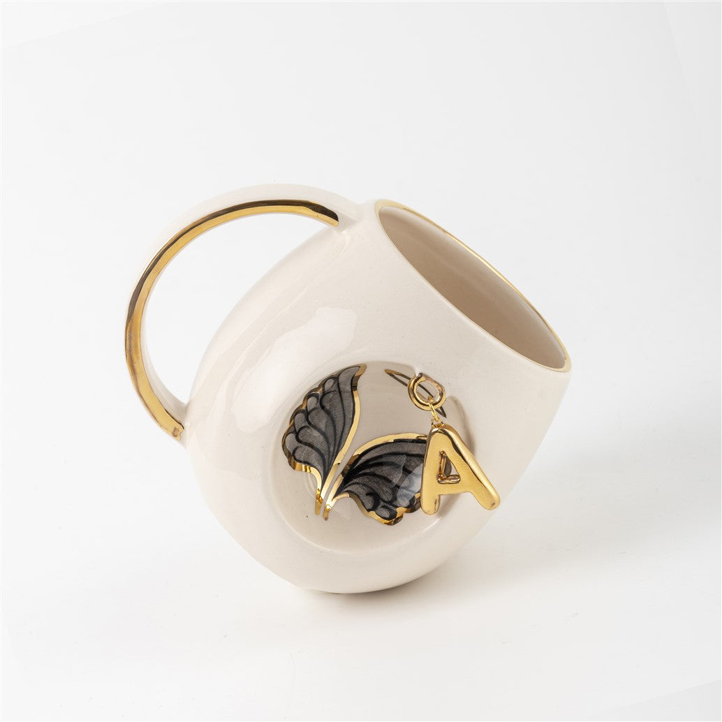 melek kanatlı beyaz kupa bardak